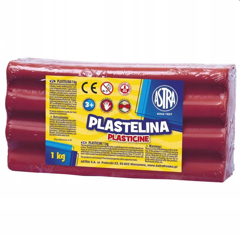 Plastelina szkolna dla dzieci 1kg różowa 303111008 ASTRA
