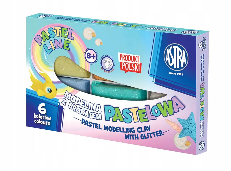 Modelina termoutwardzalna pastelowa z brokatem zestaw 6 kolorów 304118001 ASTRA
