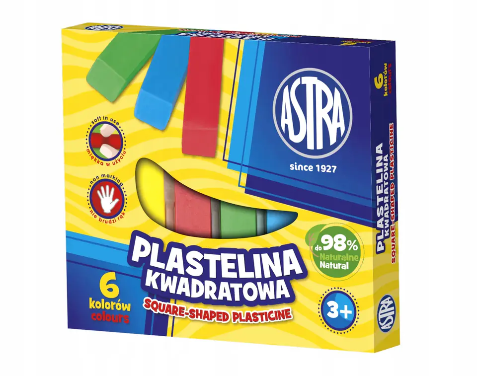 Plastelina dla dzieci kwadratowa 6 kolorów zestaw 83811908 ASTRA