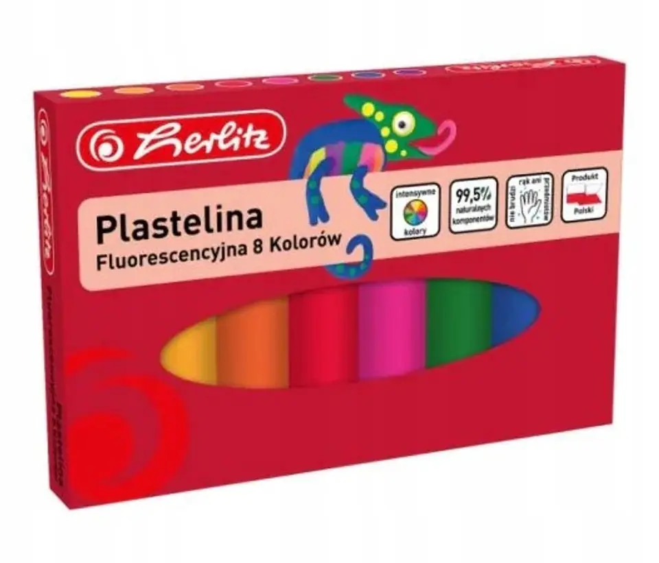 Plastelina szkolna fluorescencyjna Zestaw 8 kolorów 9588997 HERLITZ