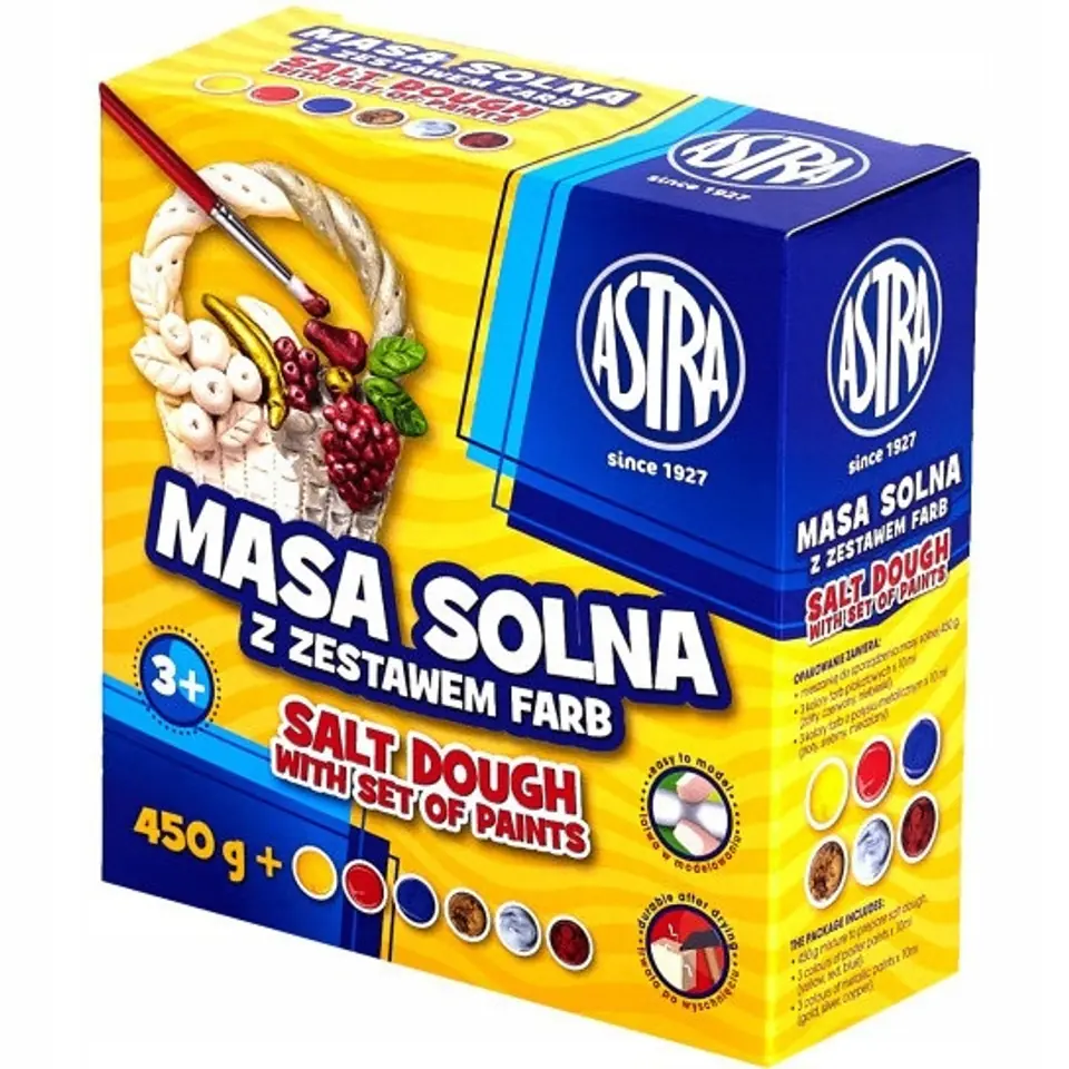 Masa solna 450g + 6 kolorów farb do malowania zestaw 324109001 ASTRA
