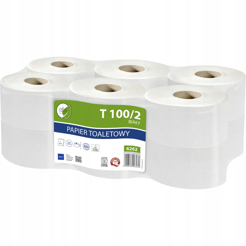 Papier toaletowy biały 100m 2w (12sztuk) makulatura ELLIS Ecoline 6262