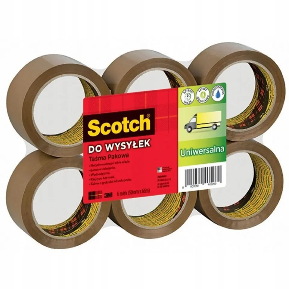 Taśma pakowa SCOTCH 371 (6szt) Hot-melt brązowa 48x66m XX004803811/7000095738