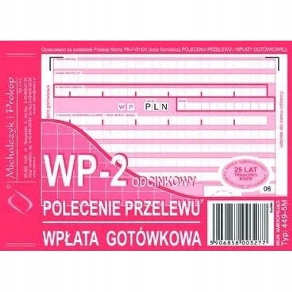 449-5M Polecenie przelewu (1+1) A6 80kartek Michalczyk i Prokop