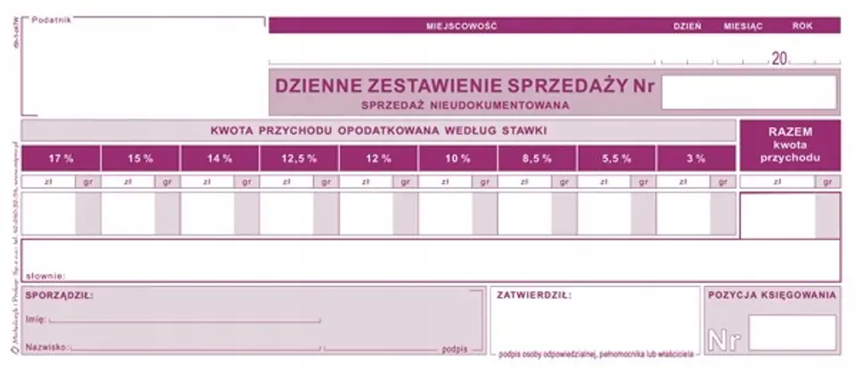 R05-H Dzienne zestawienie sprzedaży nieudokumentowanej od stycznia 2022 Michalczyk i Prokop