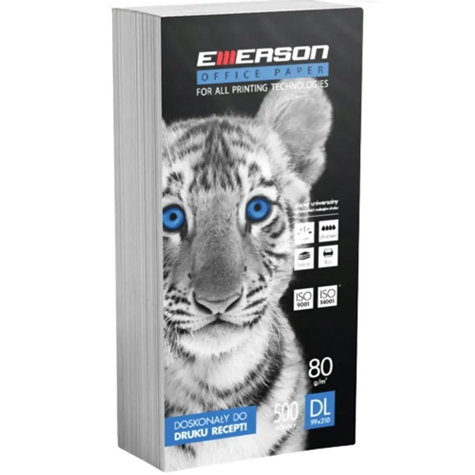 Papier ksero DL 80g EMERSON TIGER (210x99mm) (receptowy) biały 500ark xb1/3A4copyemerson80g