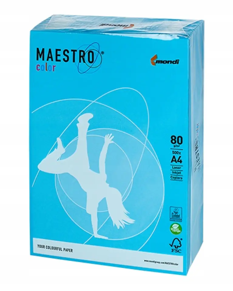 Papier ksero A4 80g MAESTRO COLOR AB48 Intensywny błękitny