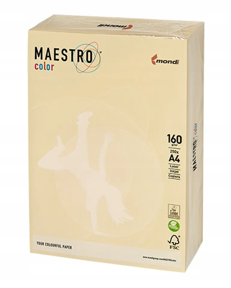 Papier ksero A4 160g MAESTRO COLOR BE66 pastel kość słoniowa/wanilia (250ark)