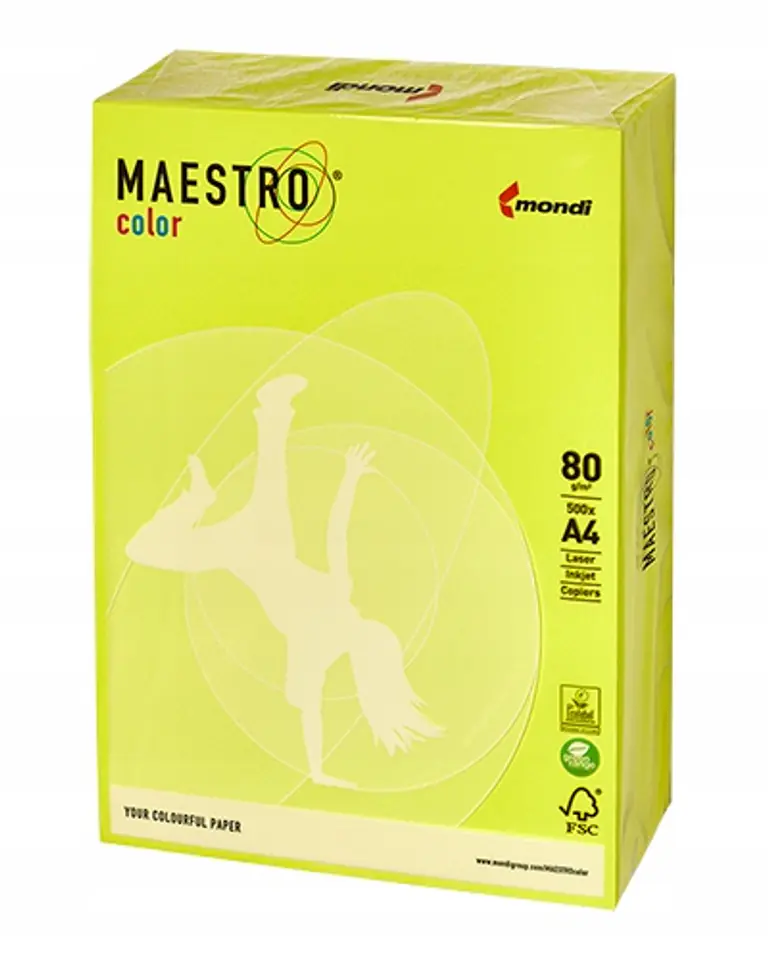 Papier ksero A4 80g MAESTRO COLOR NEOGB neonowyodcień żółty