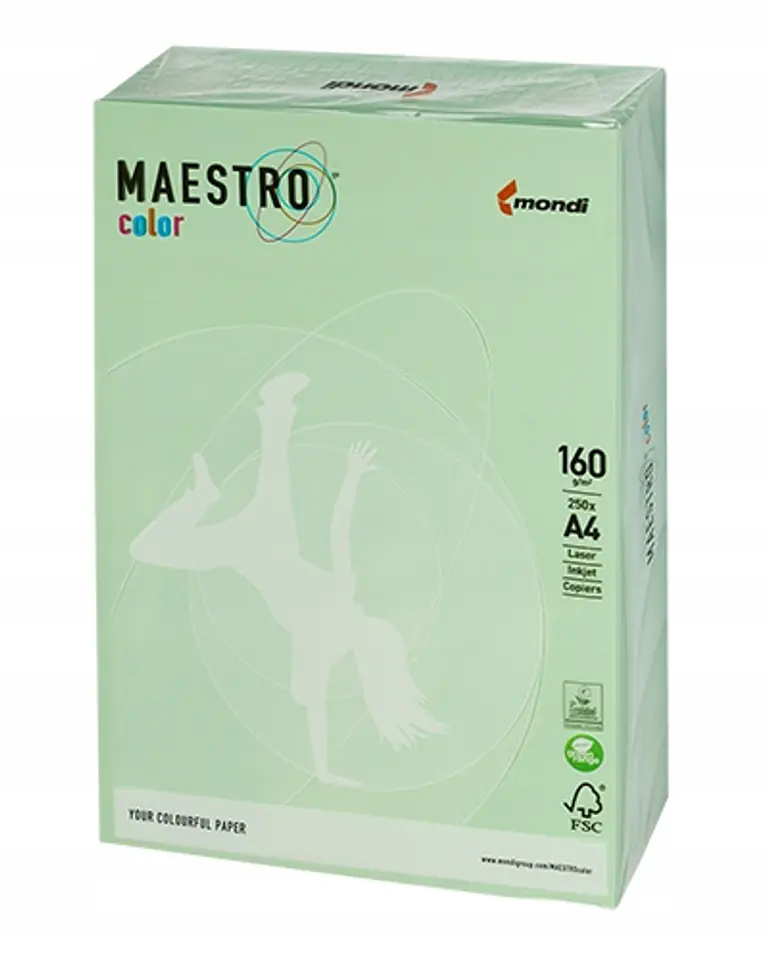 Papier ksero A4 160g MAESTRO COLOR MG28 pastel zielony 250a