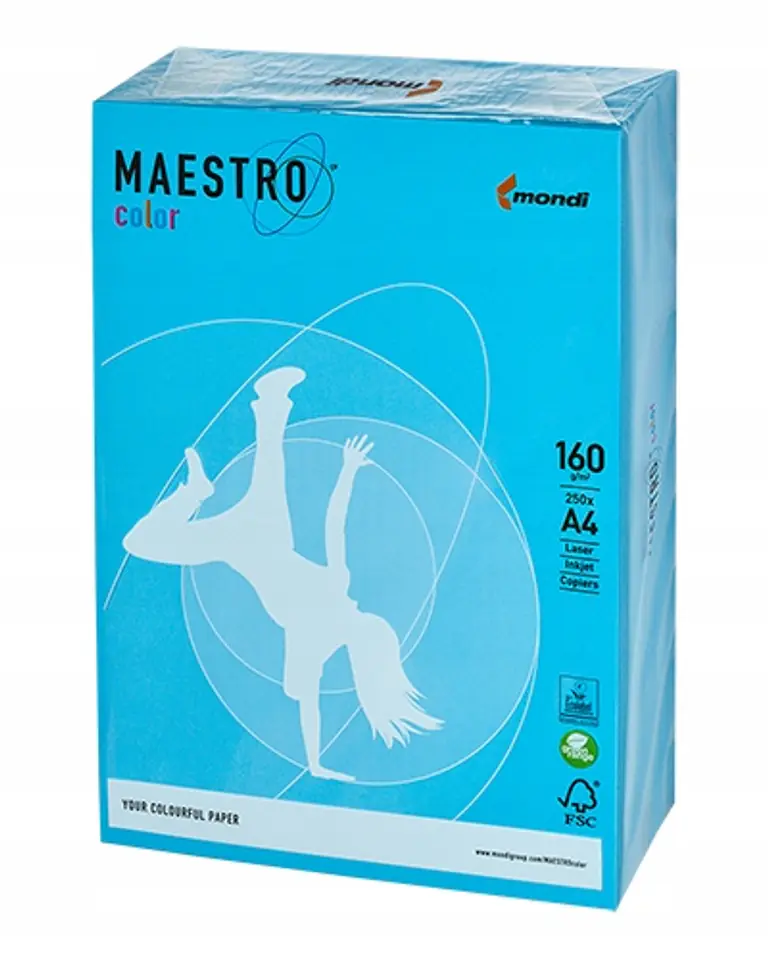 Papier ksero A4 160g MAESTRO COLOR AB48 intensywny błękitny 250a