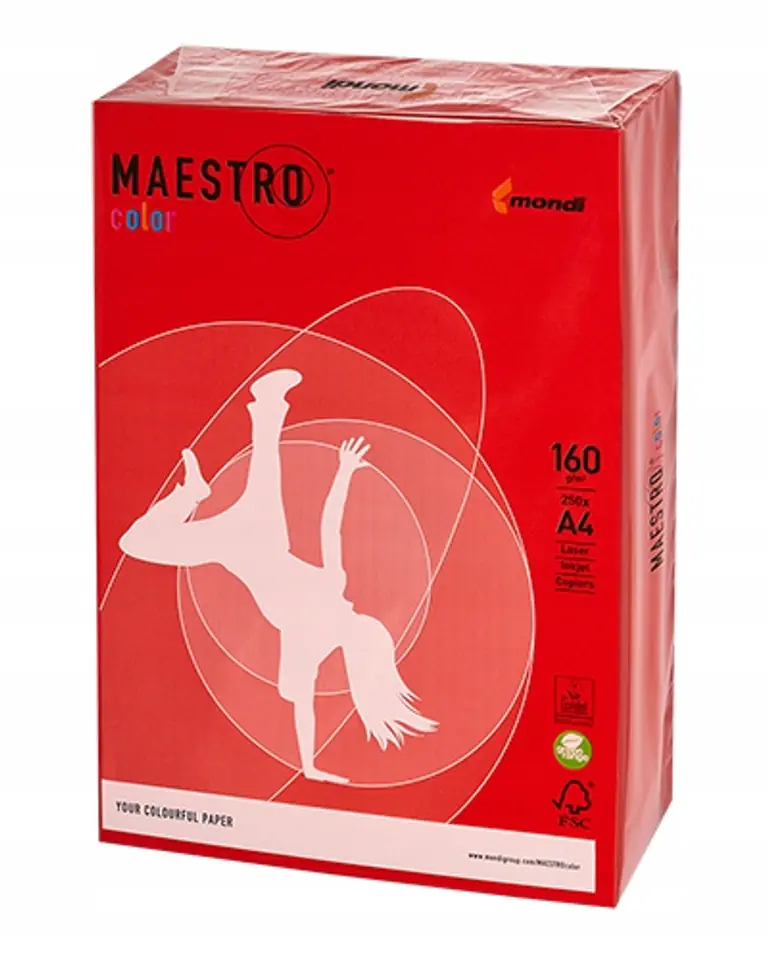 Papier ksero A4 160g MAESTRO COLOR CO44 intensive czerwień koralowa 250a