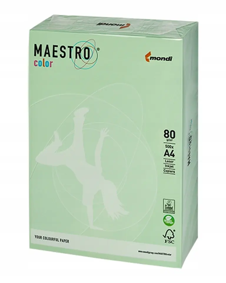 Papier ksero MAESTRO COLOR A4 80g MG28 pastel zielony