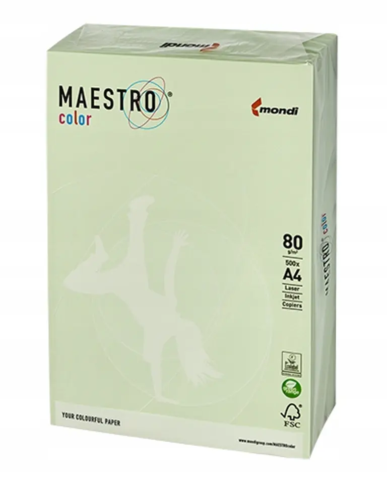 Papier ksero A4 80g MAESTRO COLOR GN27 pastel jasna zieleń