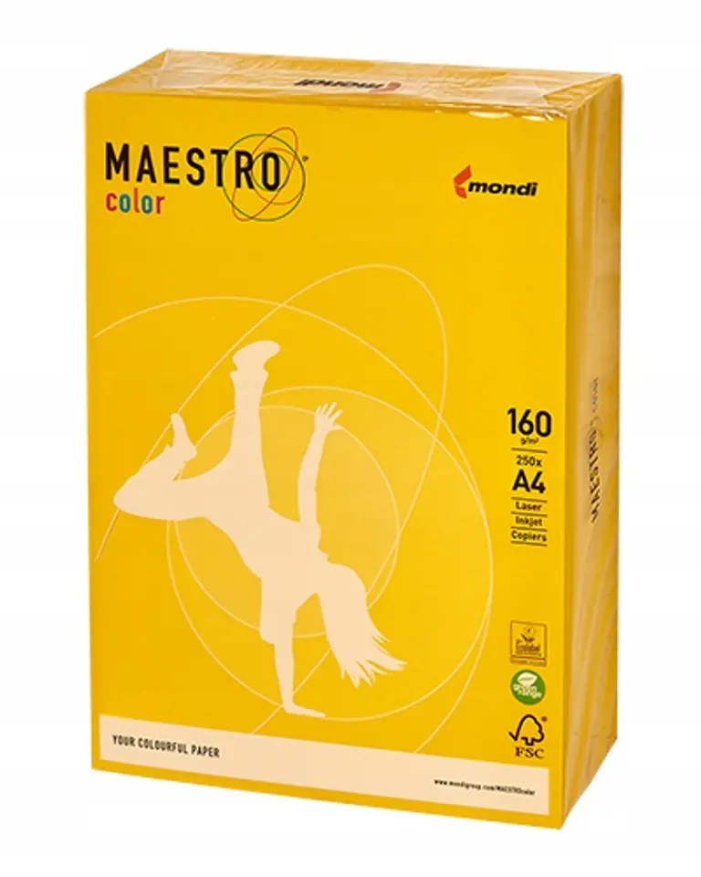 Papier ksero A4 160g MAESTRO COLOR IG50 żółć siarkowa (250ark) intensive