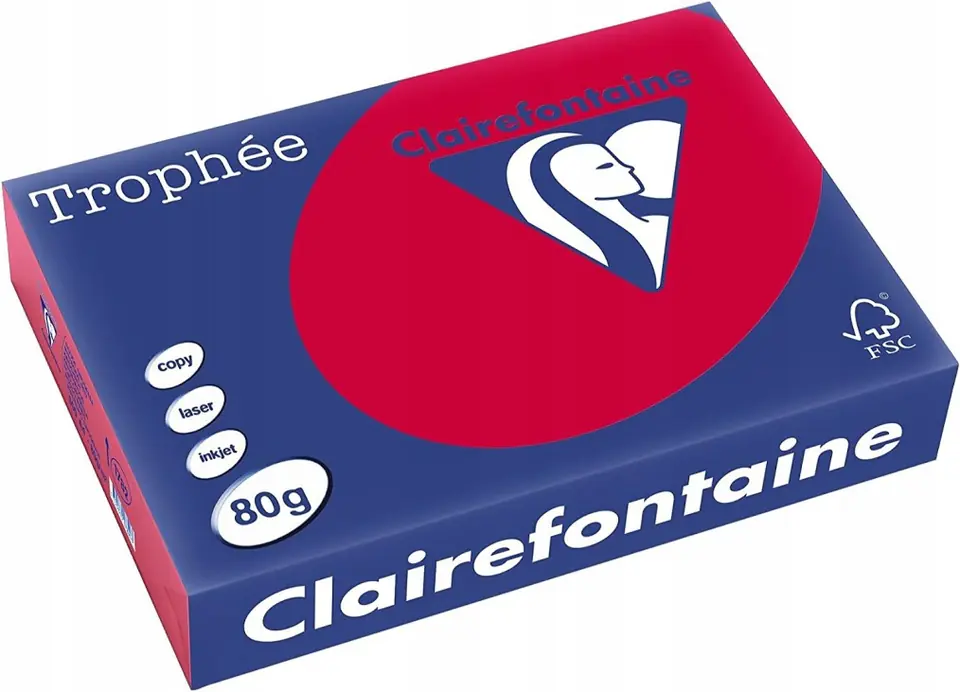 Papier ksero A4 80g TROPHEE intensywny wiśniowy XCA41782 CLAIREFONTAINE