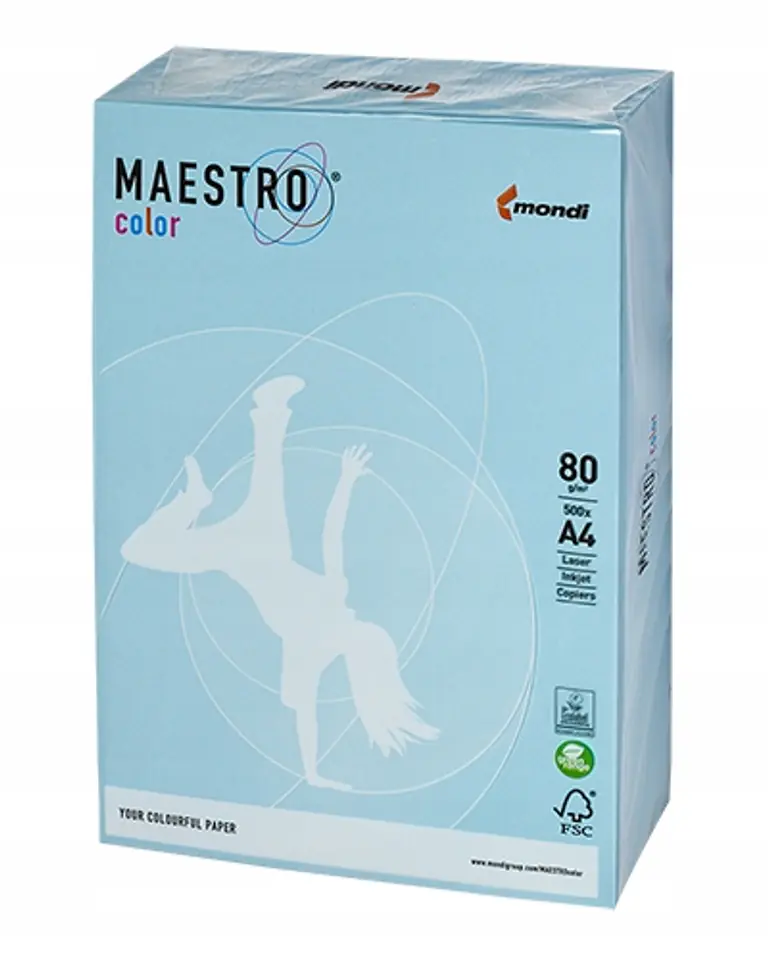 Papier ksero MAESTRO COLOR A4 80g OBL70 pastel błękit arktyczny