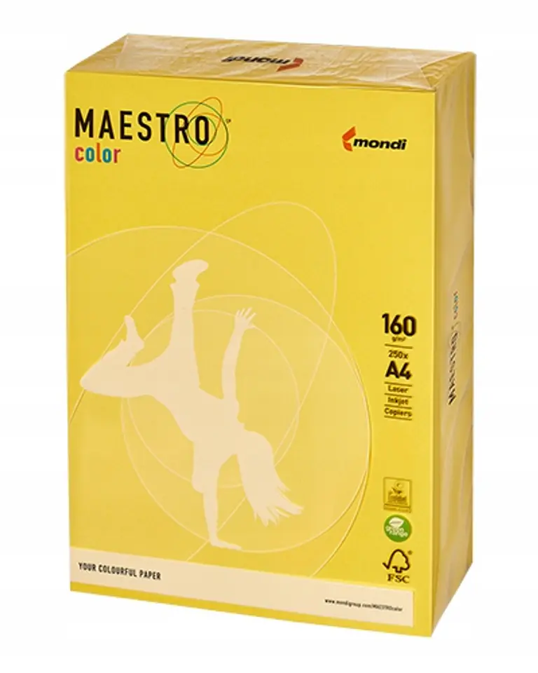 Papier ksero A4 160g MAESTRO COLOR CY39 intensywny kanarkowy 250a