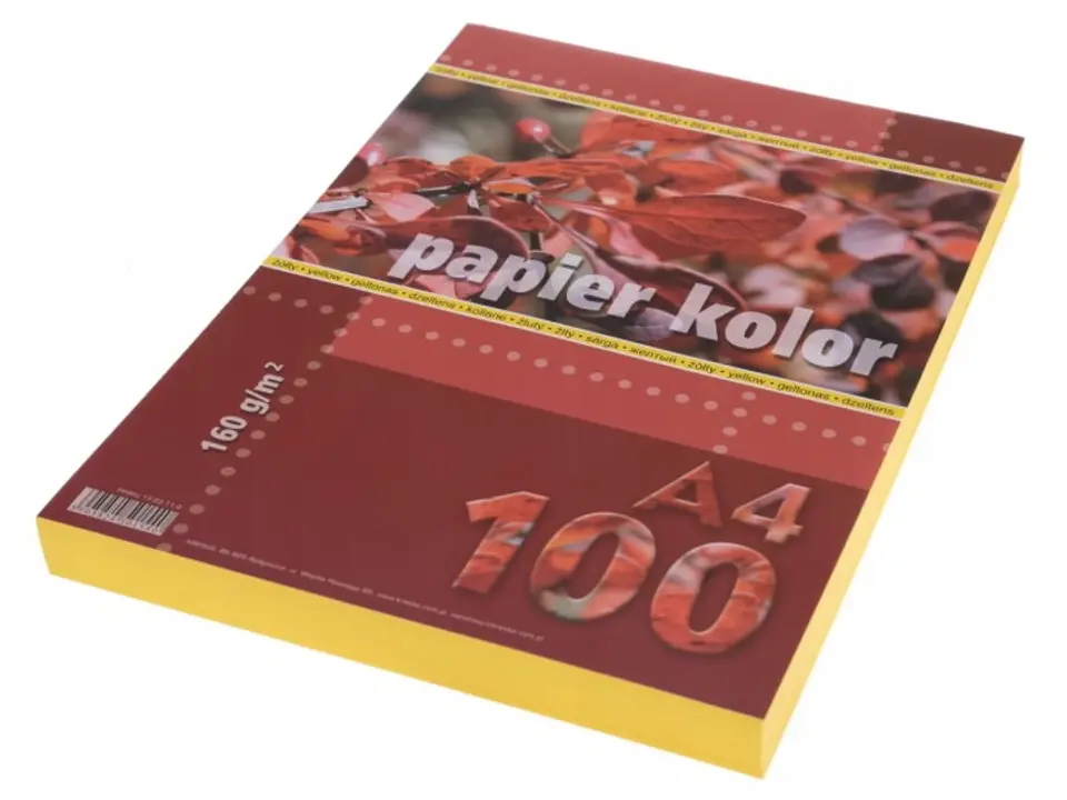 Papier ksero A4 160g KRESKA żółty 100ark
