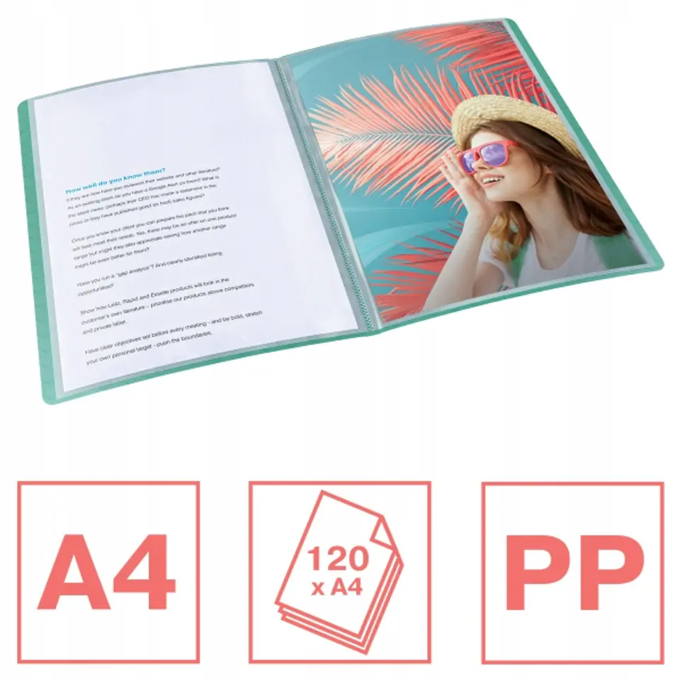 Album ofertowy na dokumenty A4 60 kieszeni Colour`Breeze zielony 626233 ESSELTE