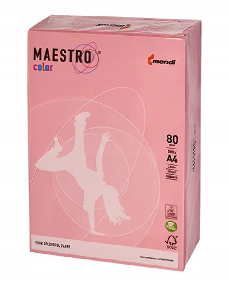 Papier ksero A4 80g MAESTRO COLOR PI25 pastel różowy
