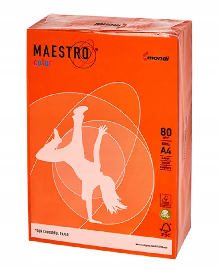 Papier ksero A4 80g MAESTRO COLOR OR43 Intensywny pomarańczowy