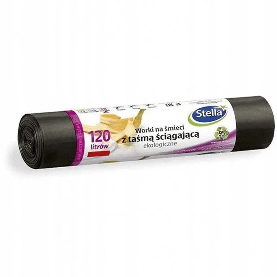 Worki na śmieci 120L ekologiczne z taśmą (LDPE) (10szt) STELLA WNS-6356
