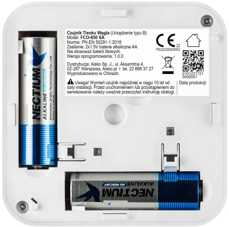 Czujnik czadu z sensorem elektrochemicznym Firesco FCO-850 SA