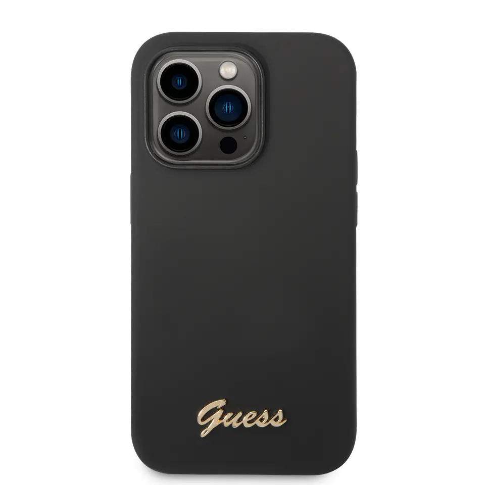Guess GUHCP14XSLSMK iPhone 14 Pro Max6,7" czarny/black hard case Silicone Vintage Gold Logo