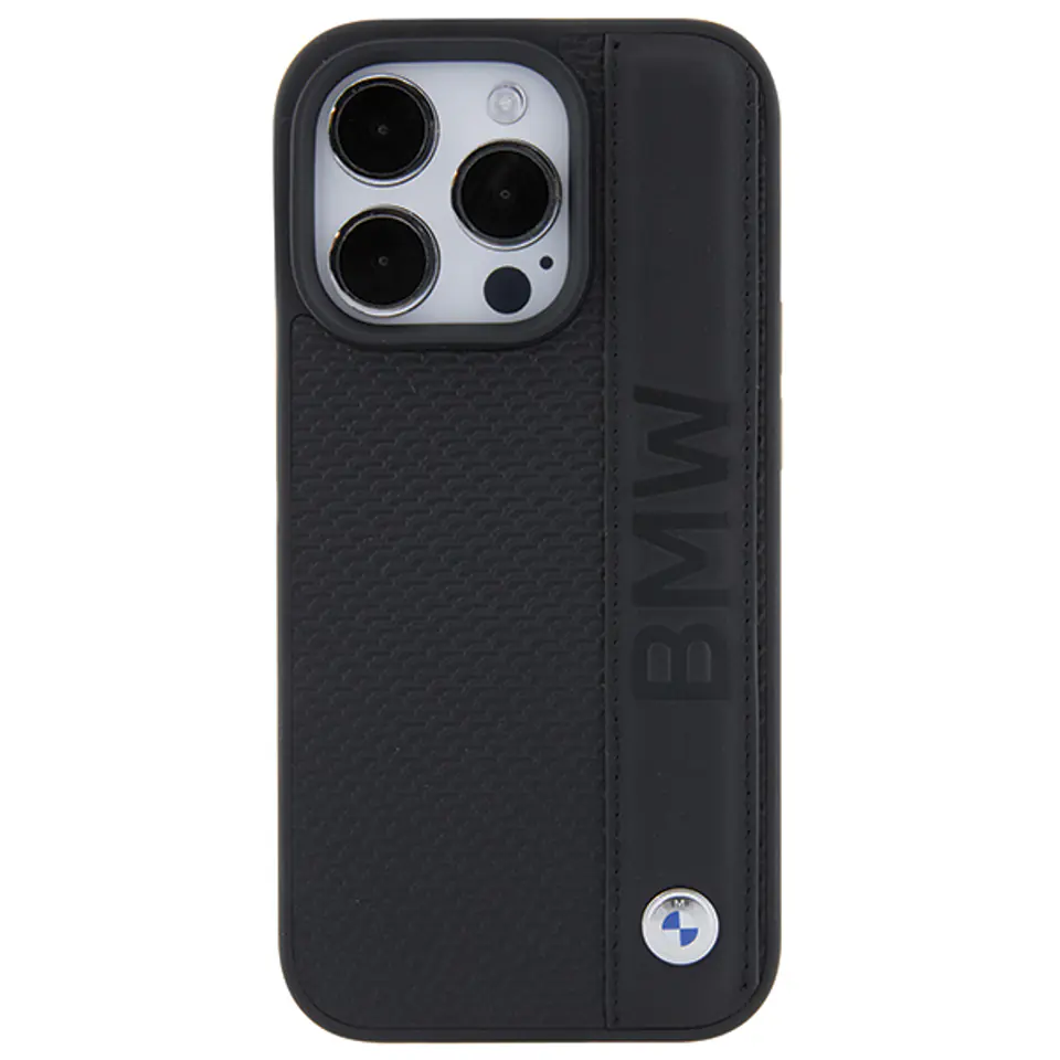 BMW BMHCP15X22RDPK iPhone 15 Pro Max  6.7" czarny/black hardcase Leather Textured & Stripe