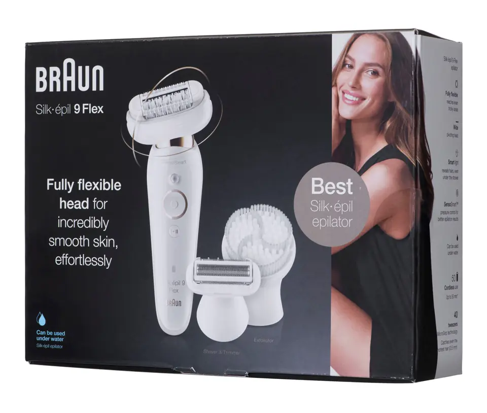 BRAUN Silk-epil 9 Flex 9030 epilator 40 tweezers White, Gold