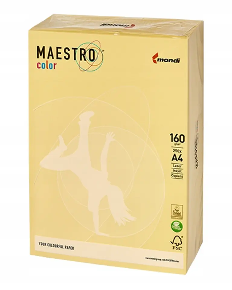 Papier ksero A4 160g MAESTRO COLOR YE23 pastel żółty (250ark)