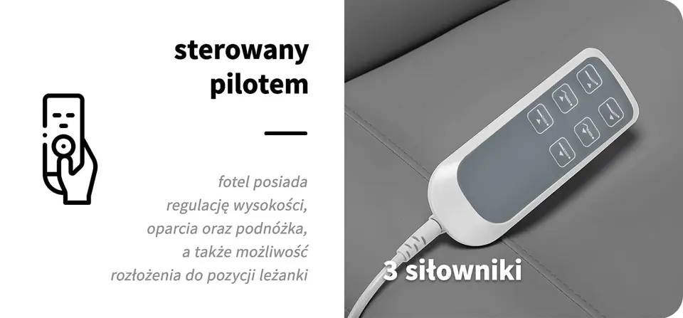 Elektryczny fotel kosmetyczny SILLON CLASSIC 3 silniki szary