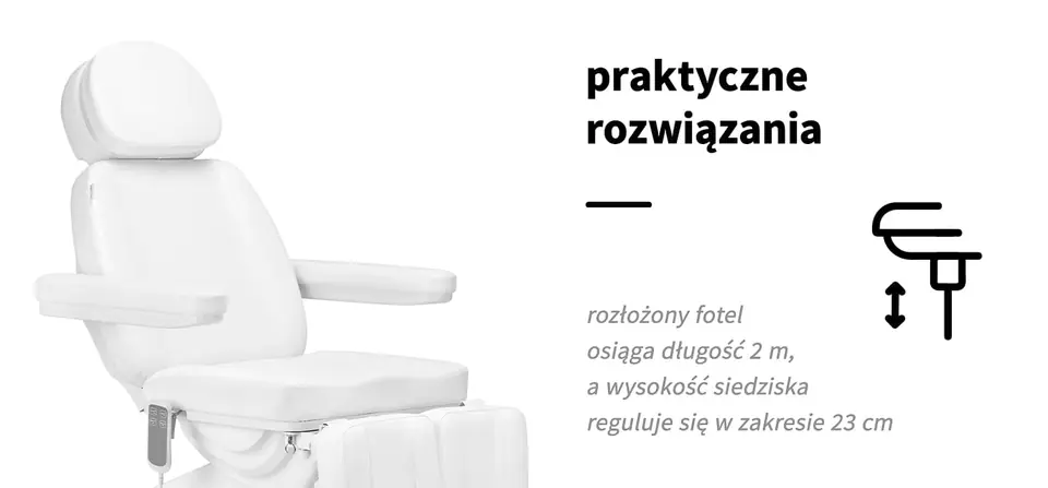 Elektryczny fotel kosmetyczny SILLON CLASSIC 3 silniki z kołyską pedi biały