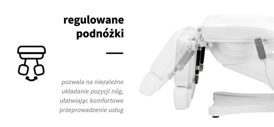 Elektryczny fotel kosmetyczny SILLON CLASSIC 3 silniki z kołyską pedi biały