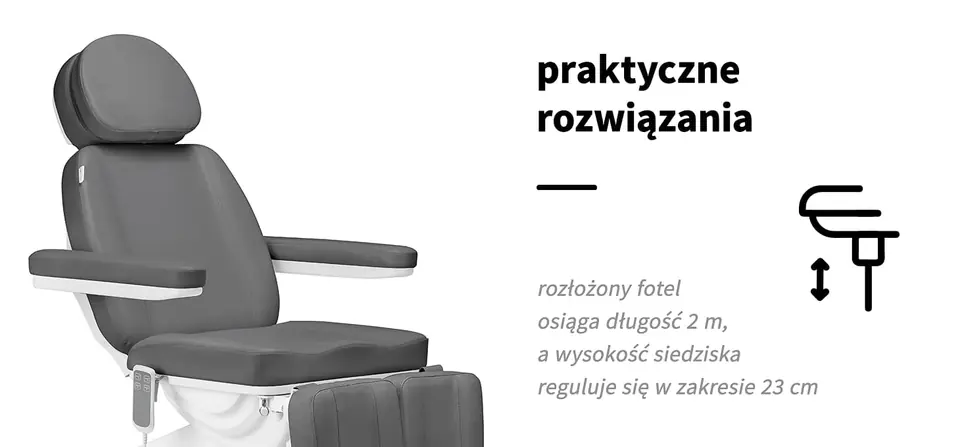 Elektryczny fotel kosmetyczny SILLON CLASSIC 2 silniki pedi szary