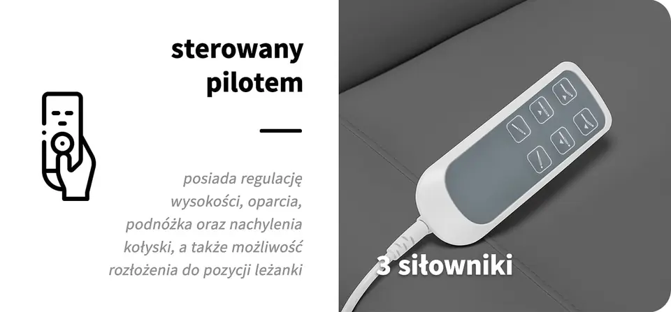 Elektryczny fotel kosmetyczny SILLON CLASSIC 3 silniki z kołyską pedi szary