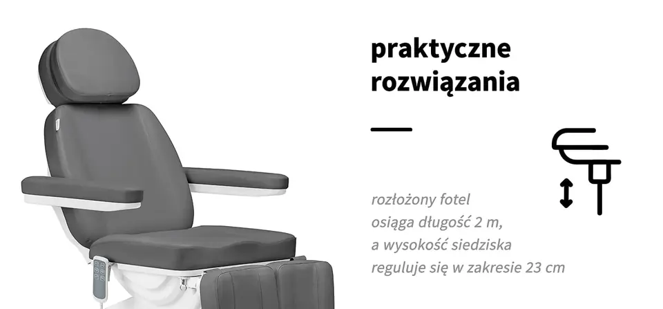 Elektryczny fotel kosmetyczny SILLON CLASSIC 3 silniki z kołyską pedi szary