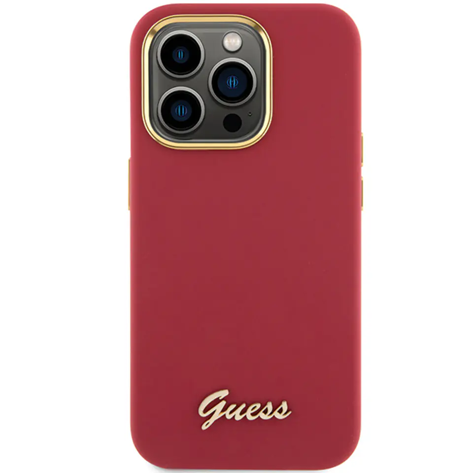 Guess GUHCP16XSMBSLM iPhone 16 Pro Max 6.9" magenta hardcase Silicone Script Metal Logo