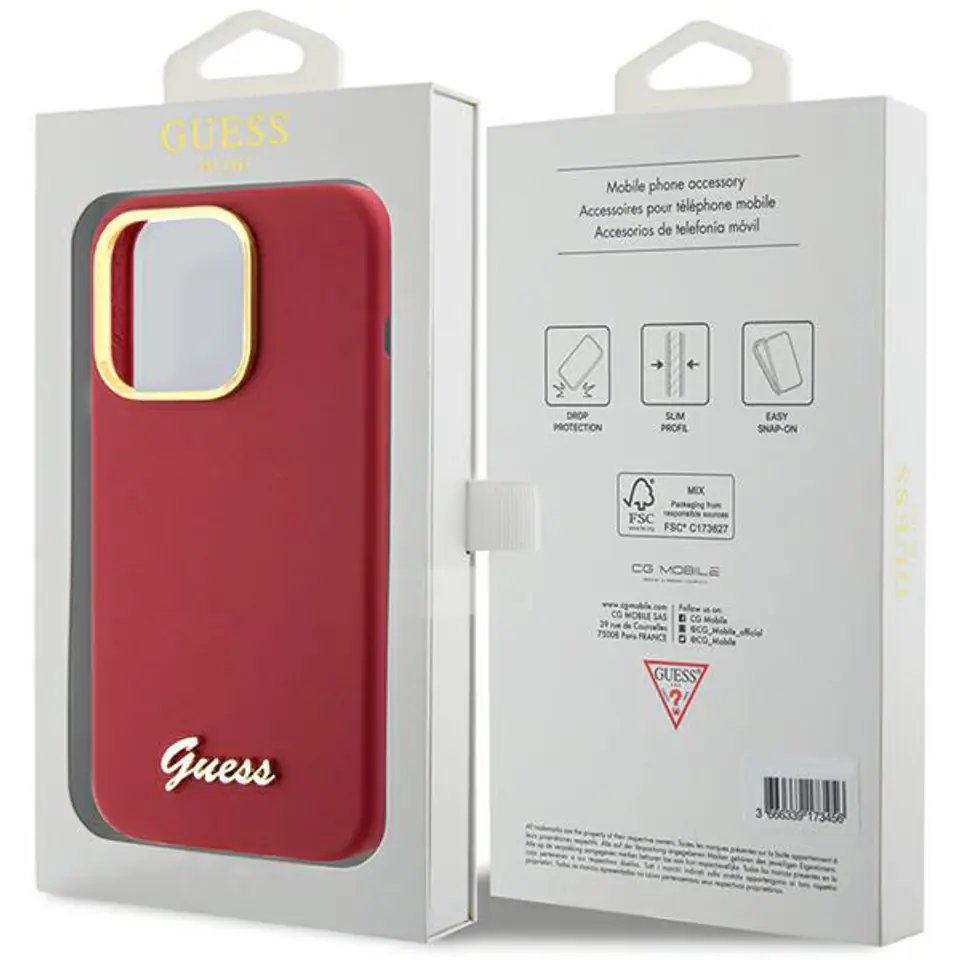 Guess GUHCP16XSMBSLM iPhone 16 Pro Max 6.9" magenta hardcase Silicone Script Metal Logo