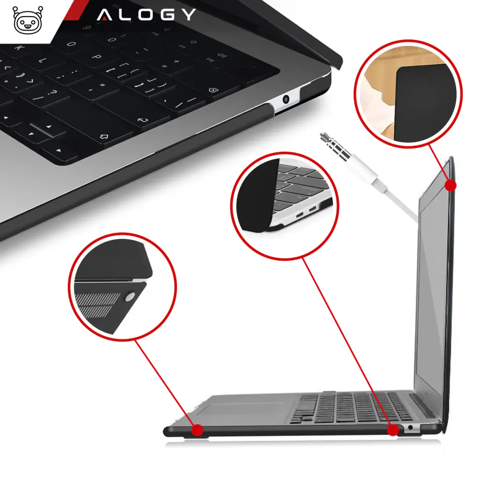 Etui do Macbook Air 15 M2 2023 / M3 2024 (A2941,A3114)  Case obudowa pokrowiec matowe Alogy Hard Cover Czarne