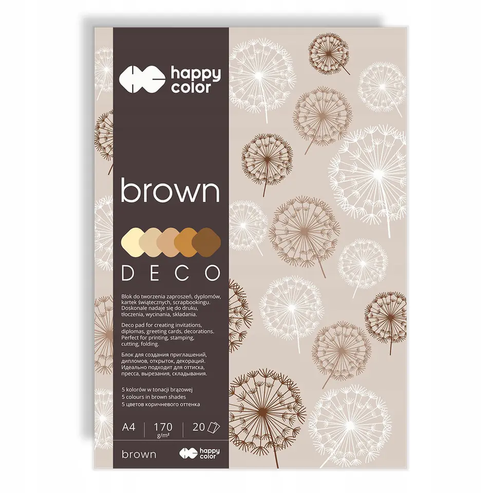 Blok A4 20k 170g 5 kolorów DECO BROWN HA 3717 2030-072 HAPPY COLOR