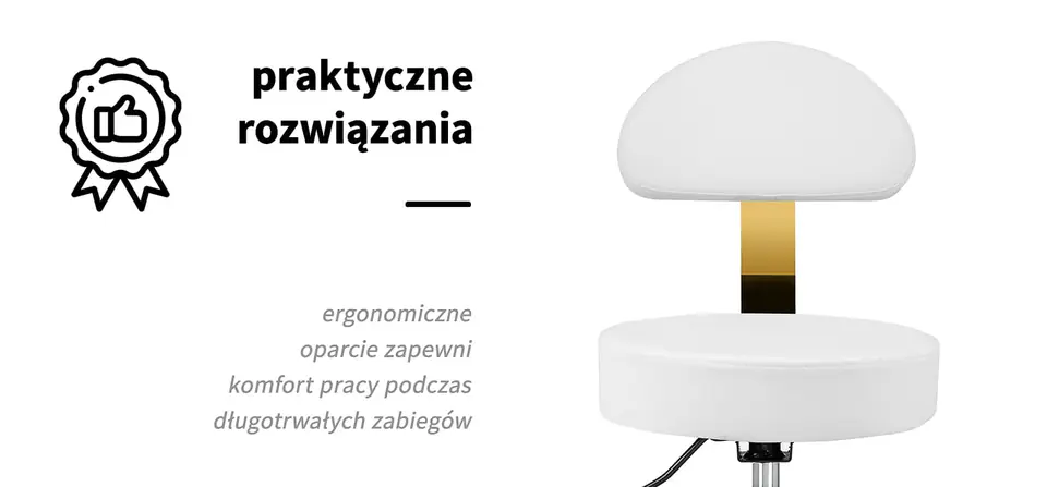 Taboret kosmetyczny AM-304G złoto biały