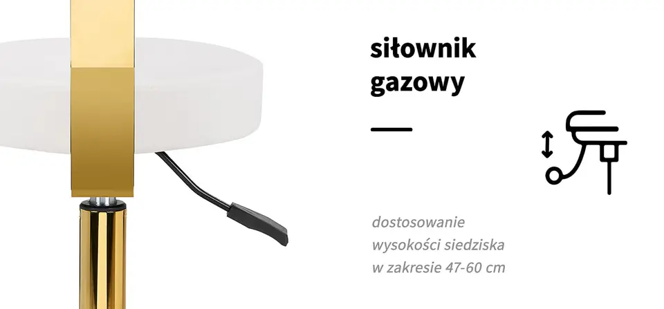 Taboret kosmetyczny AM-304G złoto biały