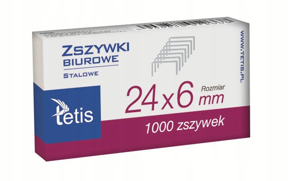 Zszywki biurowe 24/6 1000szt GZ101-A TETIS