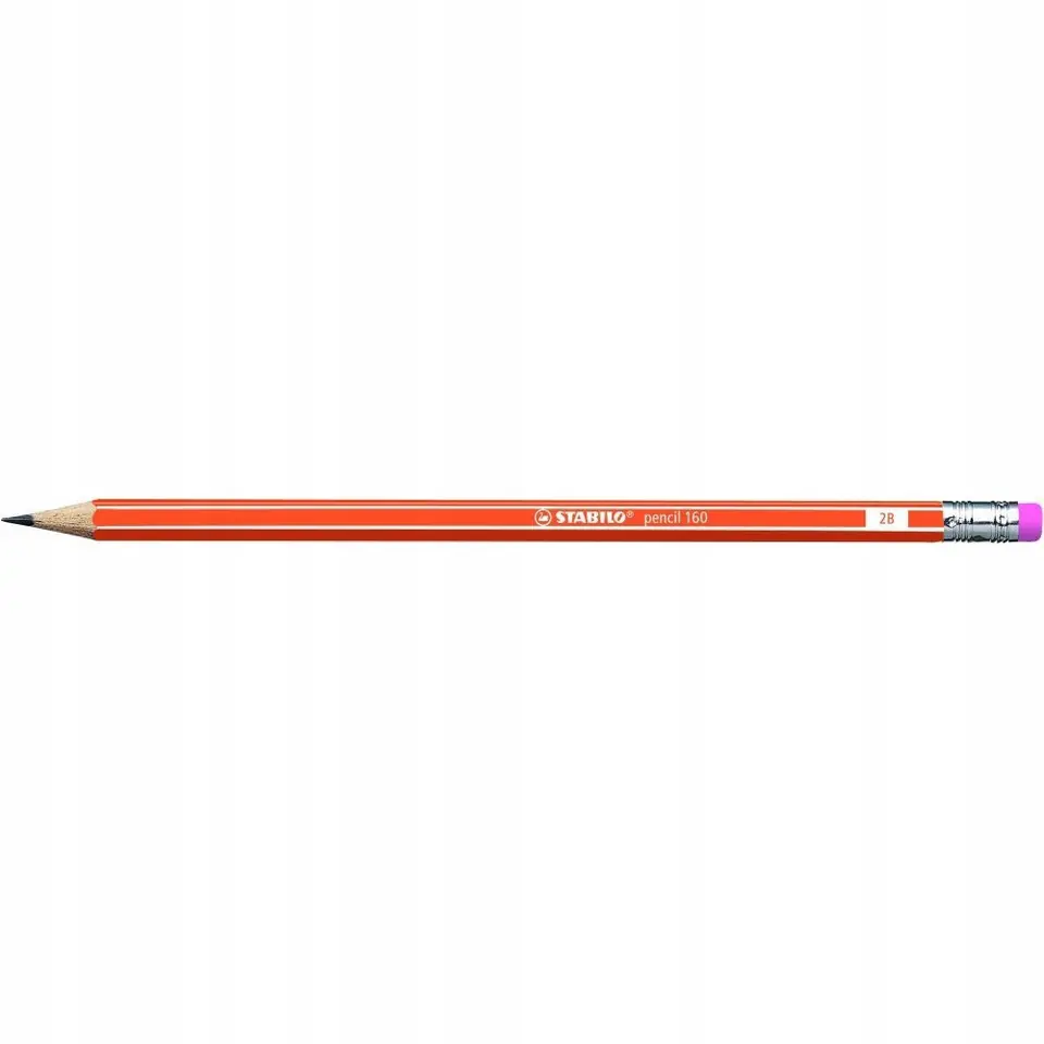 Ołówek STABILO 160 z gumką 2B pomarańczowy 2160/03-2B