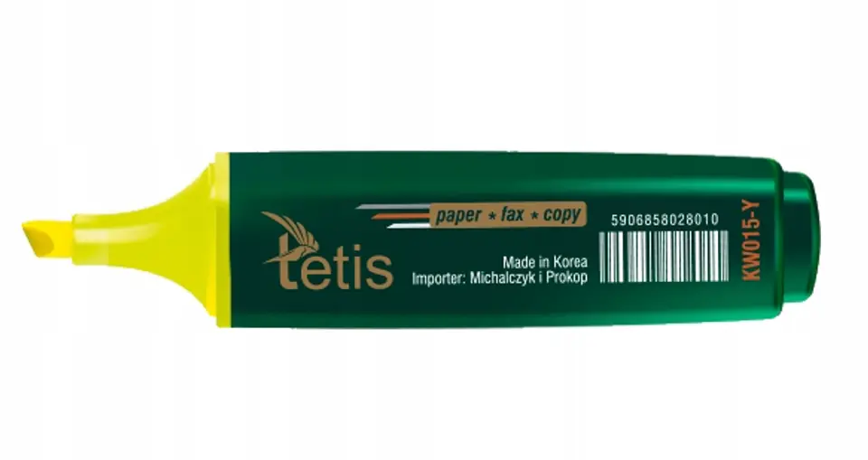 Zakreślacz płaski żółty KW015-Y TETIS