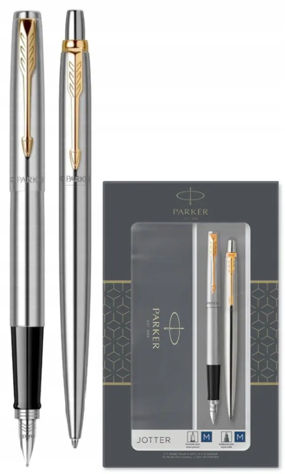 Komplet pióro wieczne + długopis JOTTER STAINLESS STEEL GT PARKER 2093257