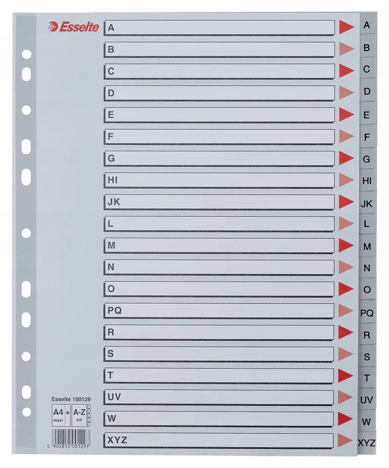 Przekładki MAXI A-Z PP szare 100129 ESSELTE