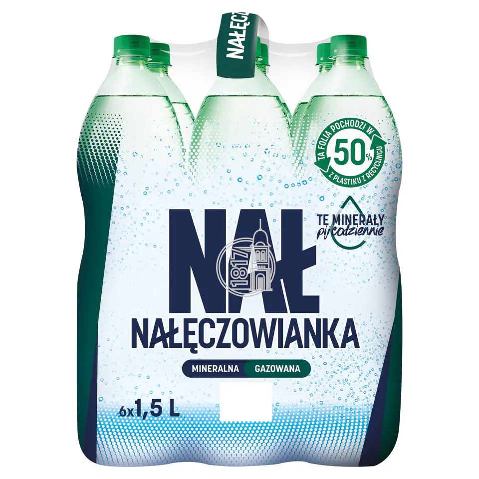 Woda mineralna NAŁĘCZOWIANKA 1.5L (6szt) gazowana z kaucją